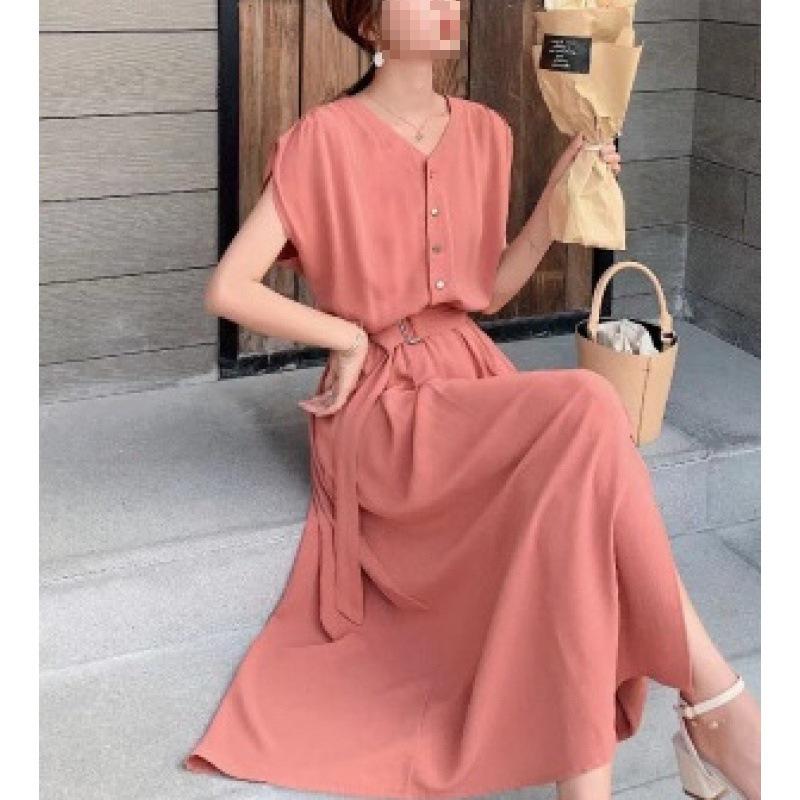 Summer 2023 Women's Korean Style Chiffon Over-the-Knee Fairy French Dress