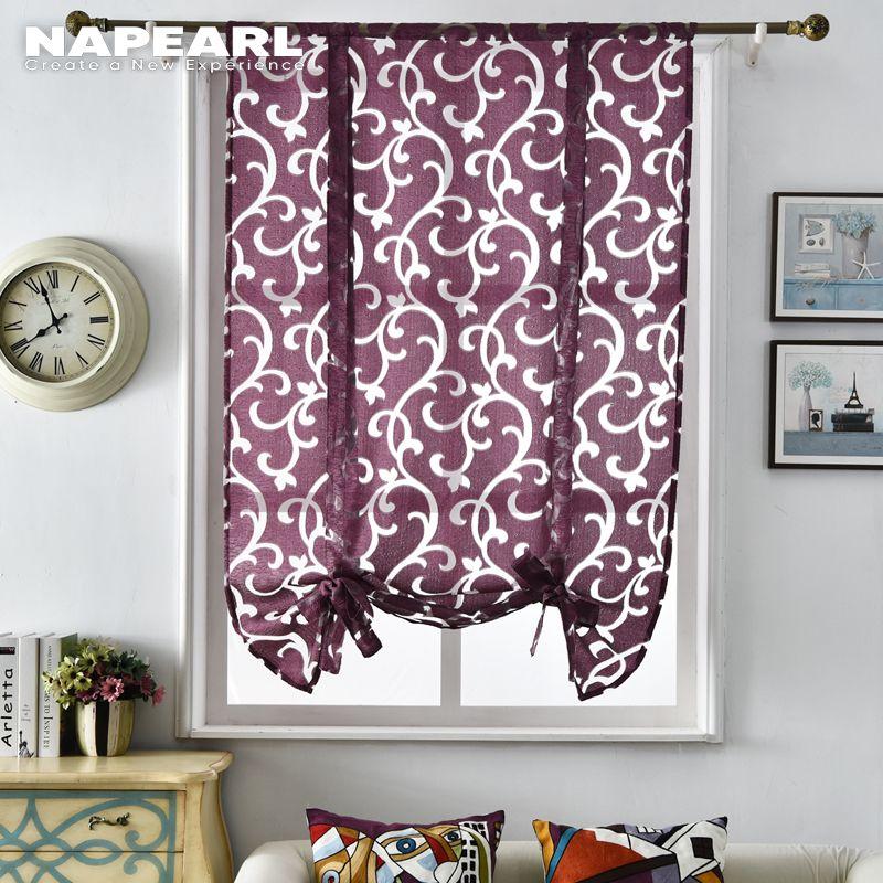 1 PC Tulle Curtain Kitchen Short Window Decorative Kitchen Sheer Curtain Roman Jacquard Curtain For Living Room NAPEARL