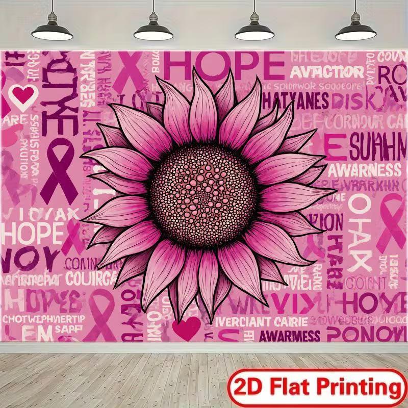2D Hope & Courage Breast Cancer Awareness Backdrop for Photoshoot & Decoration