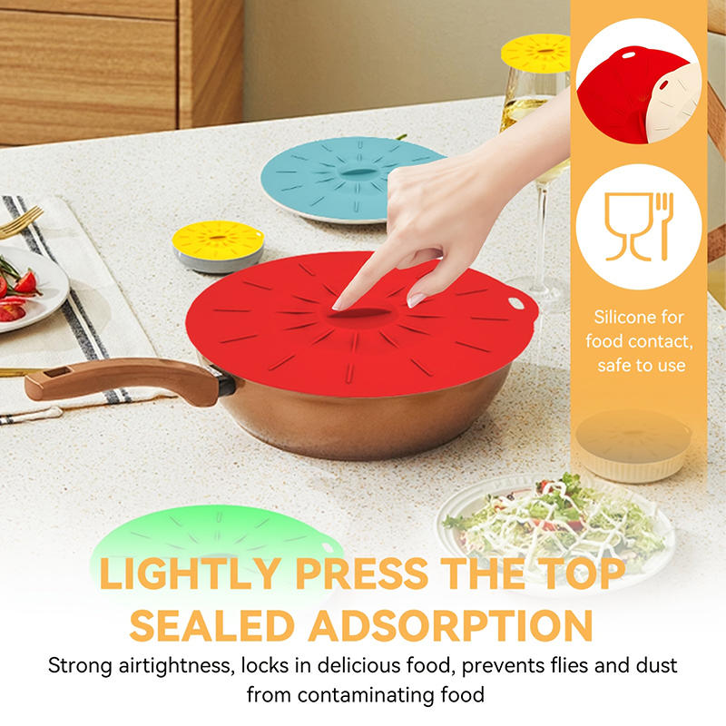 5pcs Reusable Universal Silicone Leak Proof Fresh-keeping Lid Easy Sealer Bowl Can Pan Pot Anti Overflow Cover Kitchen Cookware Accessories