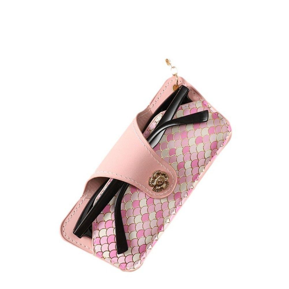 Fashion Glasses Holder Sun Glasses Case Buckle Soft Lining Protective Cover PU Leather Portable Glasses Box Girl