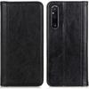 Case for Sony Xperia 1 V, Wallet Litchi Leather, Black