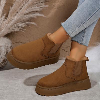 Новые зимние замшевые зимние ботинки с круглым носком на плоской подошве, модные теплые толстые бархатные зимние ботинки большого размера Botas Mujer