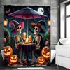 Halloween Skeleton Pumpkin Shower Curtain, Bathroom Decorative Shower Curtain, Waterproof Shower Curtain with Hooks