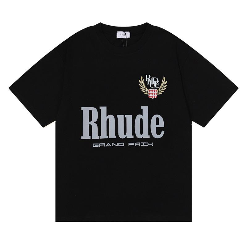 23SS cross-border trendy brand RHUDE micro-label letter printing short-sleeved T-shirt for men and women American high street loose couple