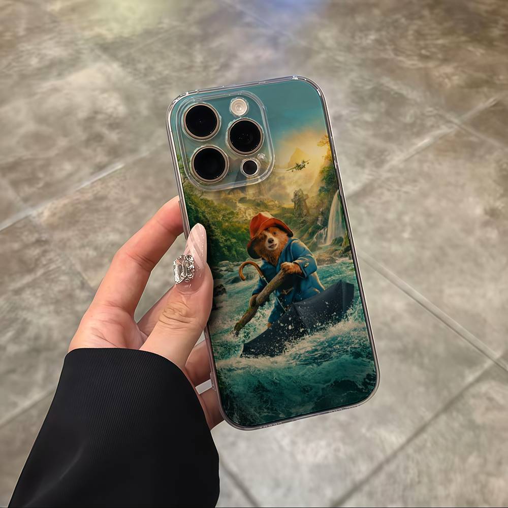Cute P-Paddington B-BearS Silicone Phone Case Material For iPhone 17 16 15 11 12 13 14 Pro Max Mini Plus Soft TPU