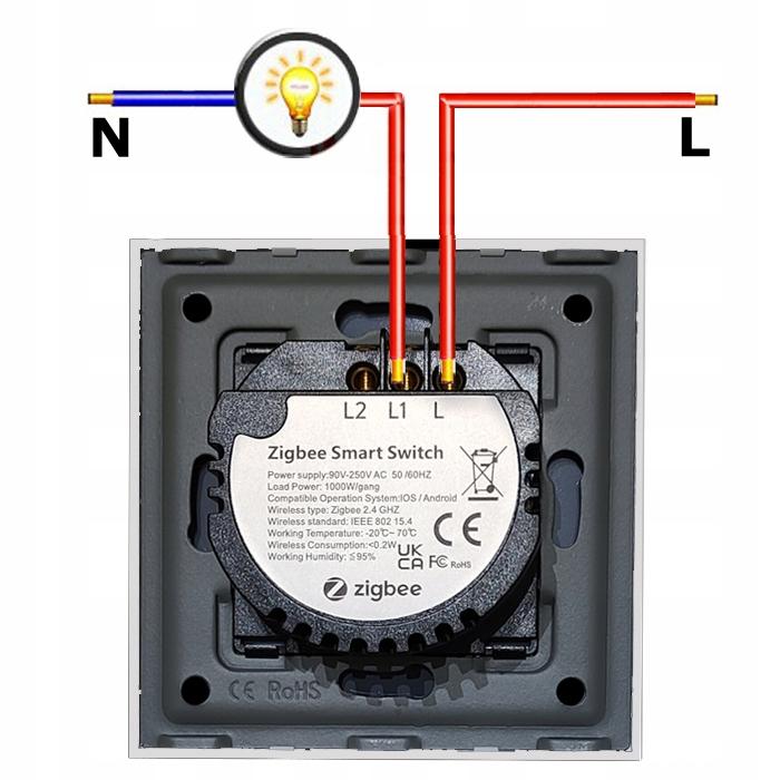 TUYA WiFi Touch Switch 3-circuit white #with N/without N