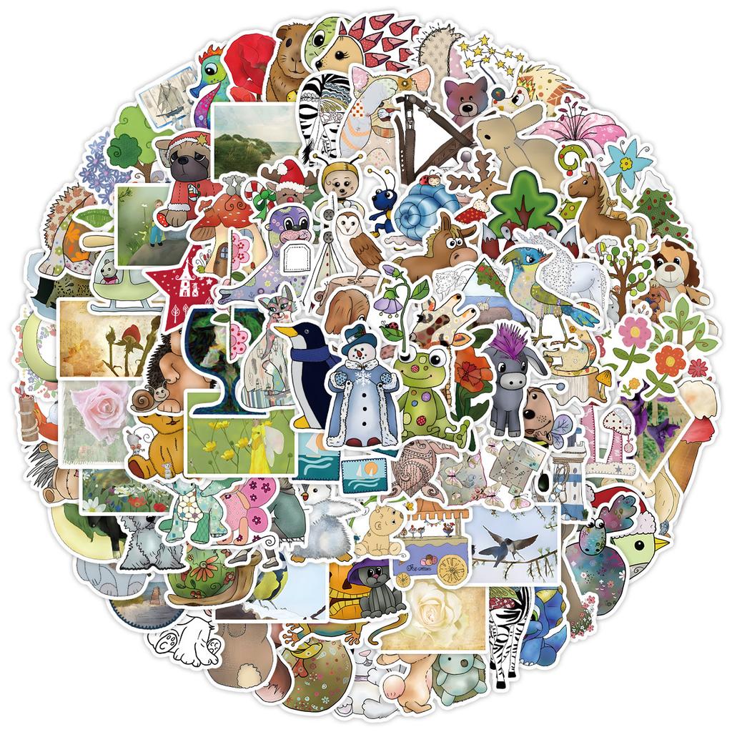 100 Animal Graffiti Stickers In Nordic Style Storybooks Children's Stickers Suitcase Waterproof Decorative Stickers