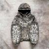 Unisex Oversized Hooded Sweatshirt With Graphic Print Streetwear Y2K Retro Loose Fit Long Sleeve Pullover Fall
