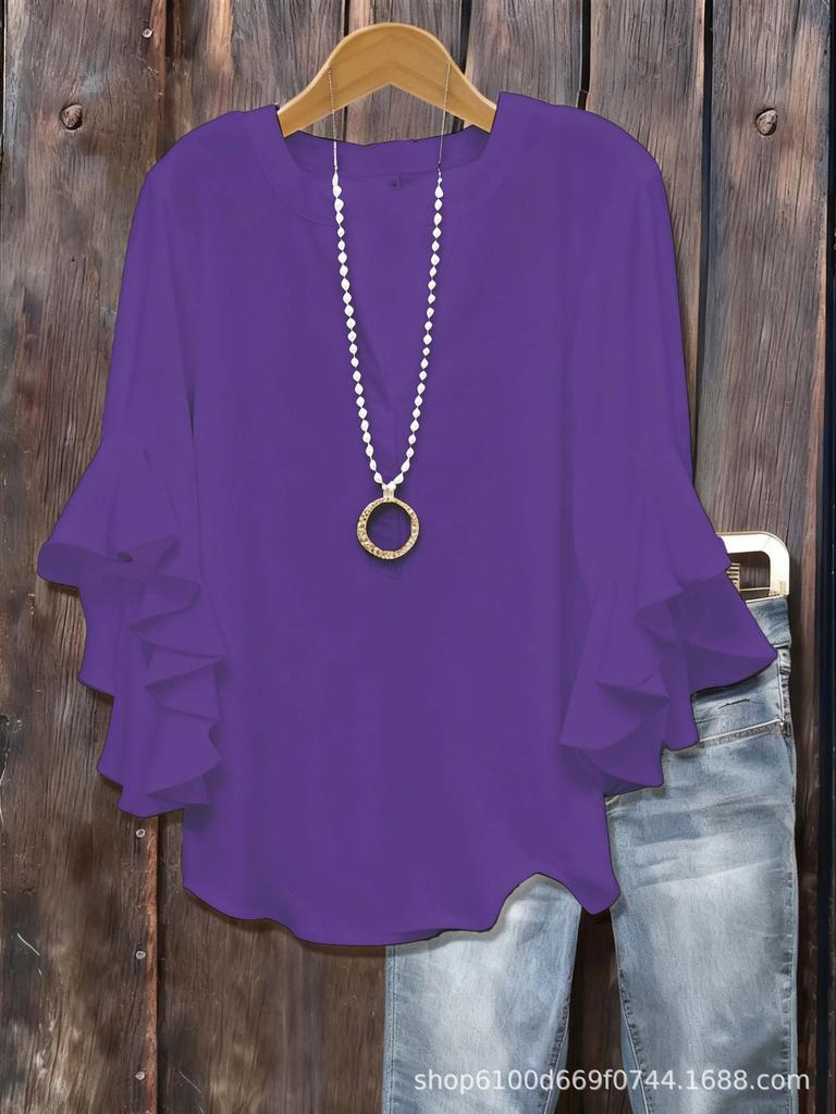 Женская футболка большого размера однотонная - Коллекция Весна/Лето/Осень