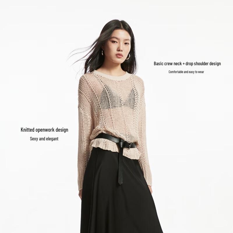 VEROMODA Women's Ribbed Hollow-Out Knit Top