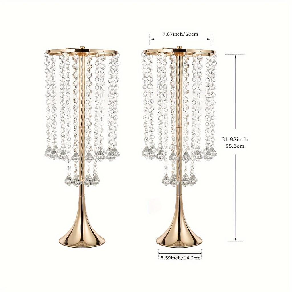 2-piece Acrylic Hanging Bead Flower Stand, Electroplating Process, Table Flower Stand, Home Decoration, Wedding Decoration