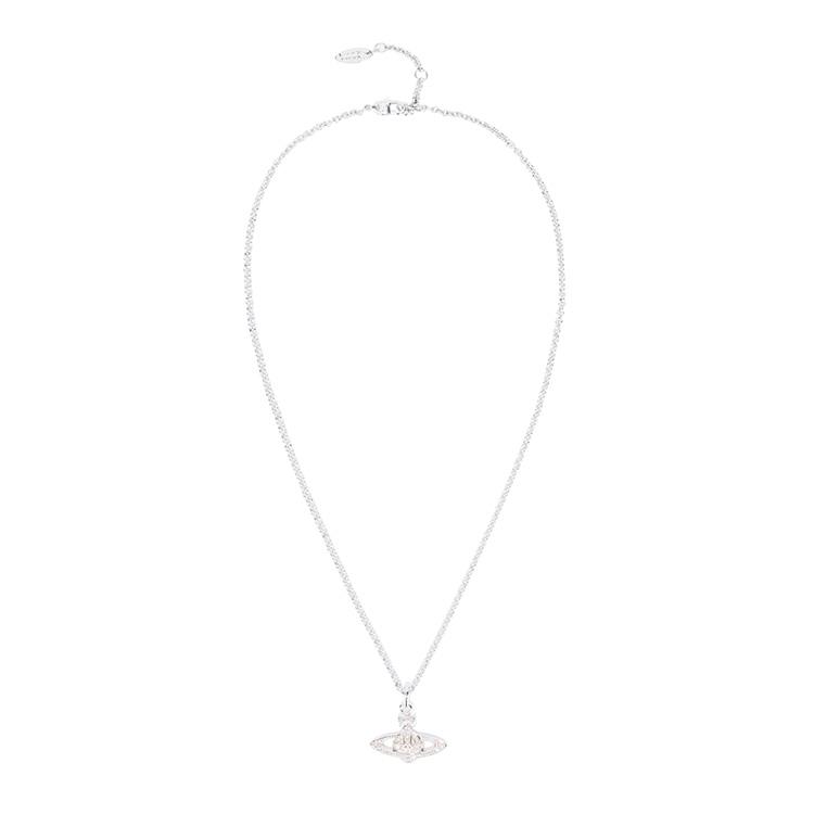 Vivienne Westwood Mini Bas Relief Saturn Necklace Unisex necklace Silver White 6302008602P444