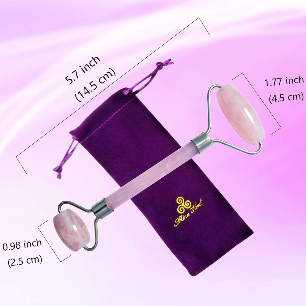 Нефритовый роллер, натуральный каменный ролик для массажа лица (Набор гуаша и ролик)
