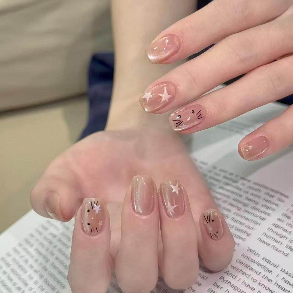 3D Bow & Heart Red Polka Dot Wearable Nail Art Stickers - Long Thin Girly Design