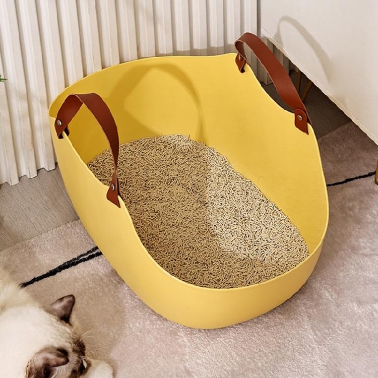 Пластиковый переносной лоток для кошек с ручкой для пожилых кошек Легко чистящиеся лотки для кошачьего туалета Большой лоток