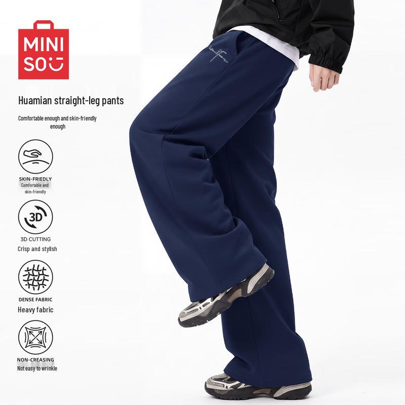 MINISO Мужские повседневные спортивные штаны свободного кроя с прямыми штанинами в американском стиле