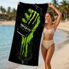 Пляжное полотенце с узором из логотипов Monster Energy - мягкое, впитывающее, можно стирать в машине. Легкое и современное, для плавания, незаменимо в путешествиях
