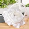 Rhinestone Decor Wedding Ring Pillow Rose Beautiful Wedding Elegant Lace Jewelry Case