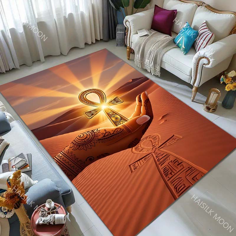 Ancient Egyptian Scepter Carpet for Living Room Bedroom Bedside Floor Mat Cloakroom Kids Activity Area Rugs Large Size