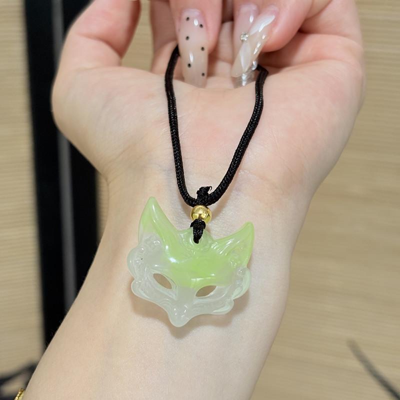 National Style Mask Fox Face Aesthetics Fox Weaving Guardian Pendant Men's and Women's Necklace Couple New National Style