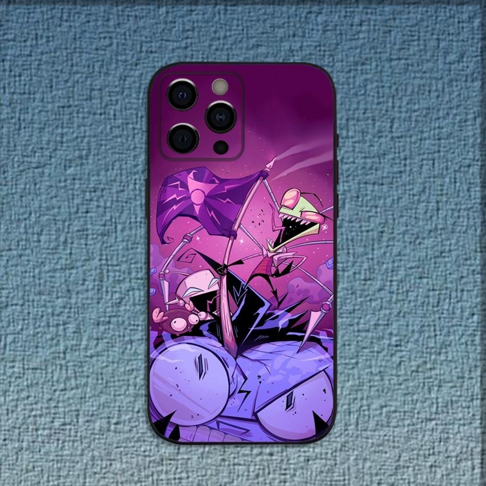 Мультяшный чехол для телефона I-Invader Zim Gir для iPhone 16,15,14,13,12,11,Pro,X,XS,Max,XR,Plus,Mini Мягкий черный чехол