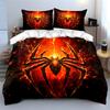 3Pcs Bedding Set, Fiery Spider with Red and Orange Flames Print Duvet Cover, Bold Bedroom Decor,Great Gifts