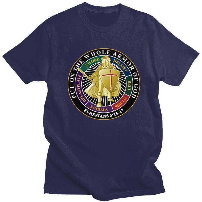 Custom Armor Of God Crusader Knight Templar T Shirt for Men Pure Cotton Tshirt Fashion Tees Tshirts Slim Fit