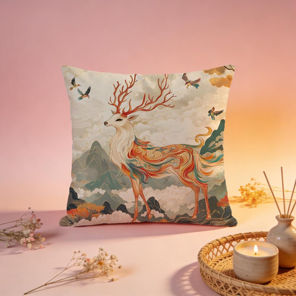 Magical Mythical NineColored Deer Cushion Cover Comfortable Durable Pillow Cover MultiScene for Home Office Car Sofa