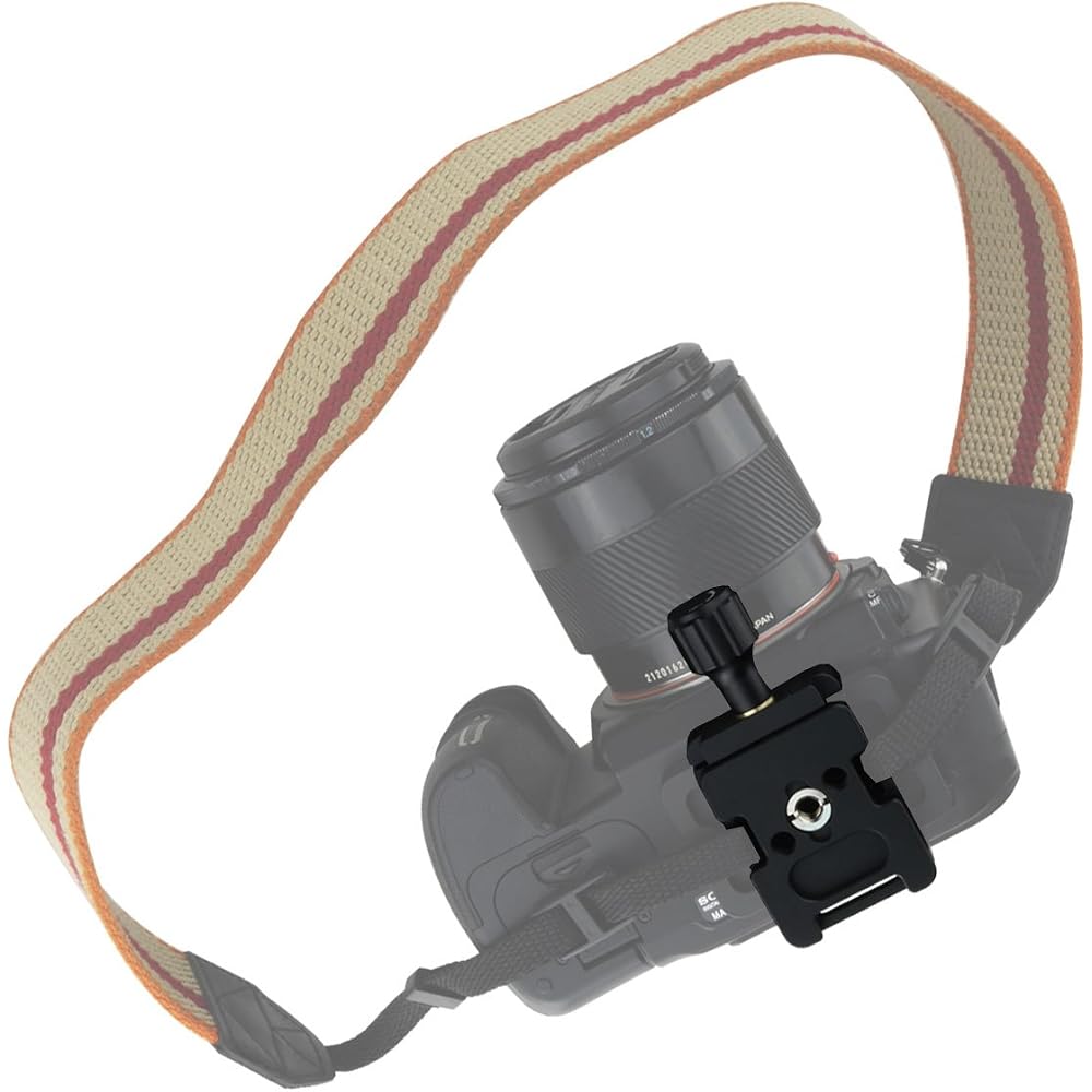 Haoge CP-39 Screw Knob Quick Release Clamp Adapter with Hand Strap for Bosses, Bosses Slot RRS, Sunwayfoto, Kirk Benro, Arca Swiss Tripod or Monopod H