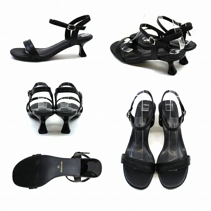 Женские сандалии на ремешке, с узким низким голенищем [Vivian], каблук, каблук, V33401SM, черный, (23,0-23,5)