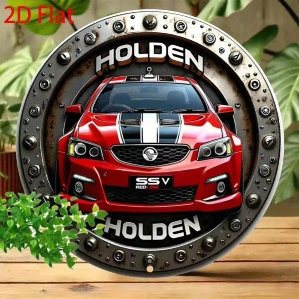 Винтажный металлический настенный знак гаража Holden, 8 дюймов, круглый, с красно-черной полосой