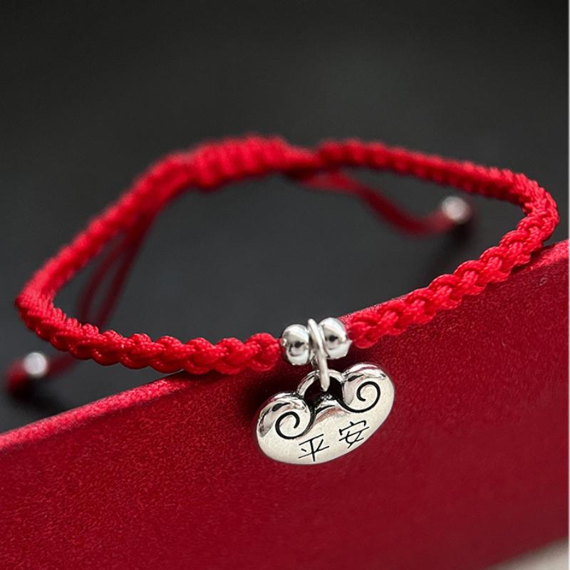 Mihmily Бренд - красный плетеный браслет ручной работы с традиционным счастливым замком для безопасности.