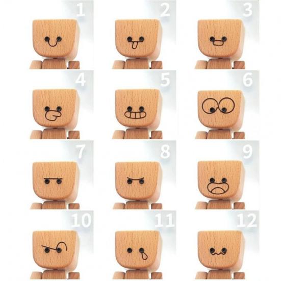 1 Набор трясущейся деревянной фигурки человека с 12 выражениями, ручной работы, с трясущимися ногами, деревянная кукла, украшение для приборной панели автомобиля, для рабочего стола