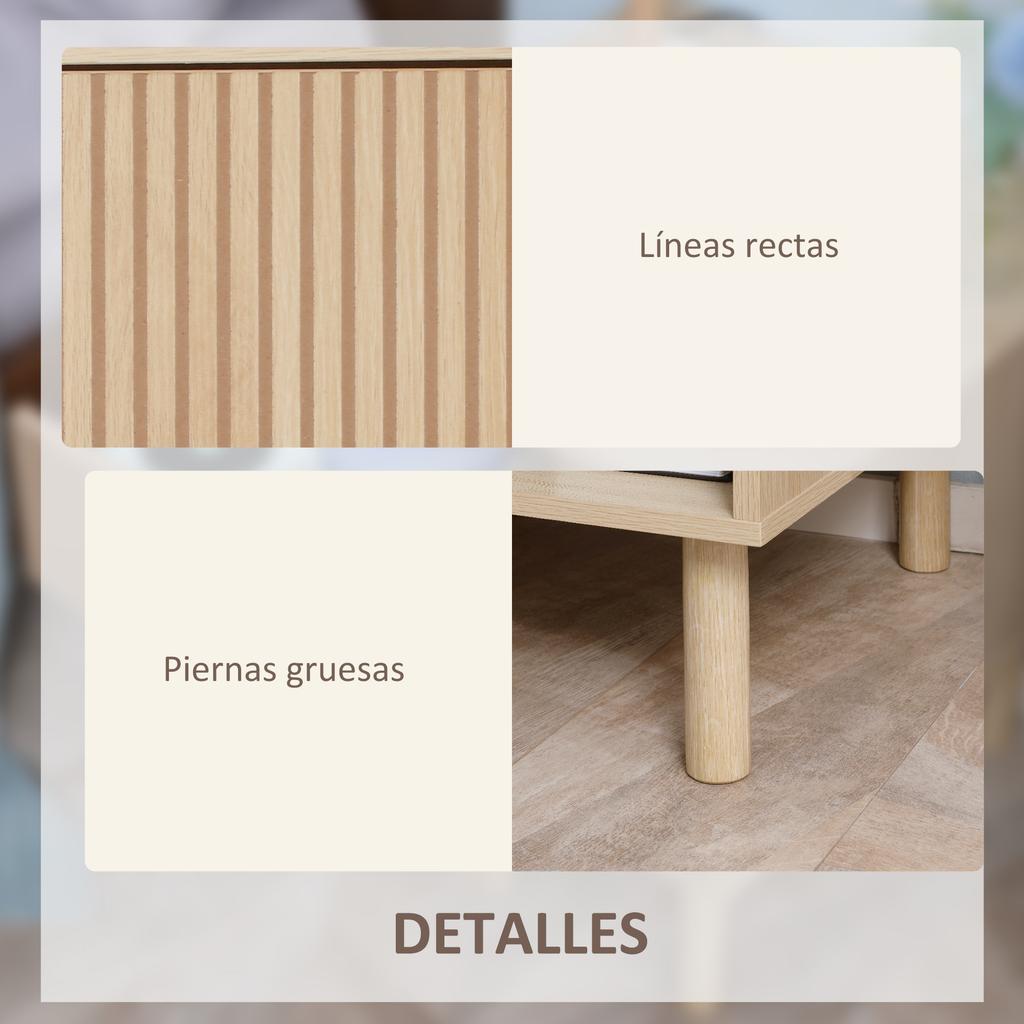 Nightstand with Drawer and Open Shelf, 47x47x50 cm, Natural Wood