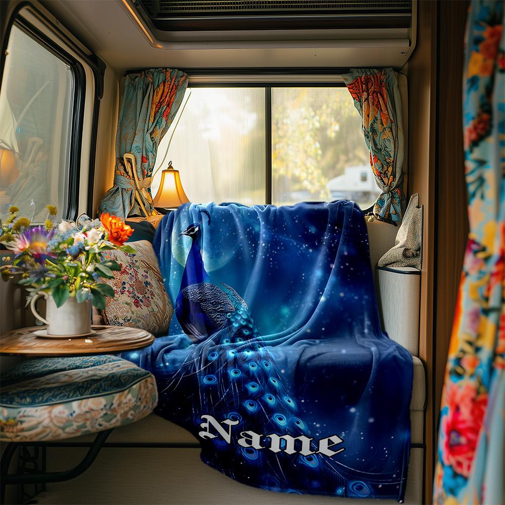 Starry Night Peacock Dreamscape Artwork Blanketcustomizable With Your Namecomfortable And Stylish Perfect For Travel Beds Chairs Offices Sofas