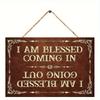 1pc 2D Flat Wooden Sign 20*10cm "I'm Blessed" Wooden Wall Plaque Decor Rustic Farmhouse Hanging Sign with Flax Rope, Inspirational Home Decor Living