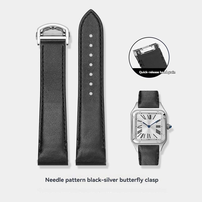 19 мм 21 мм Ремешок для часов для Cartier Santos WSSA0010 WSSA0009 WSSA0029 Ремешок для часов с быстросъемным креплением Мужской Кожаный ремешок с узором под крокодила