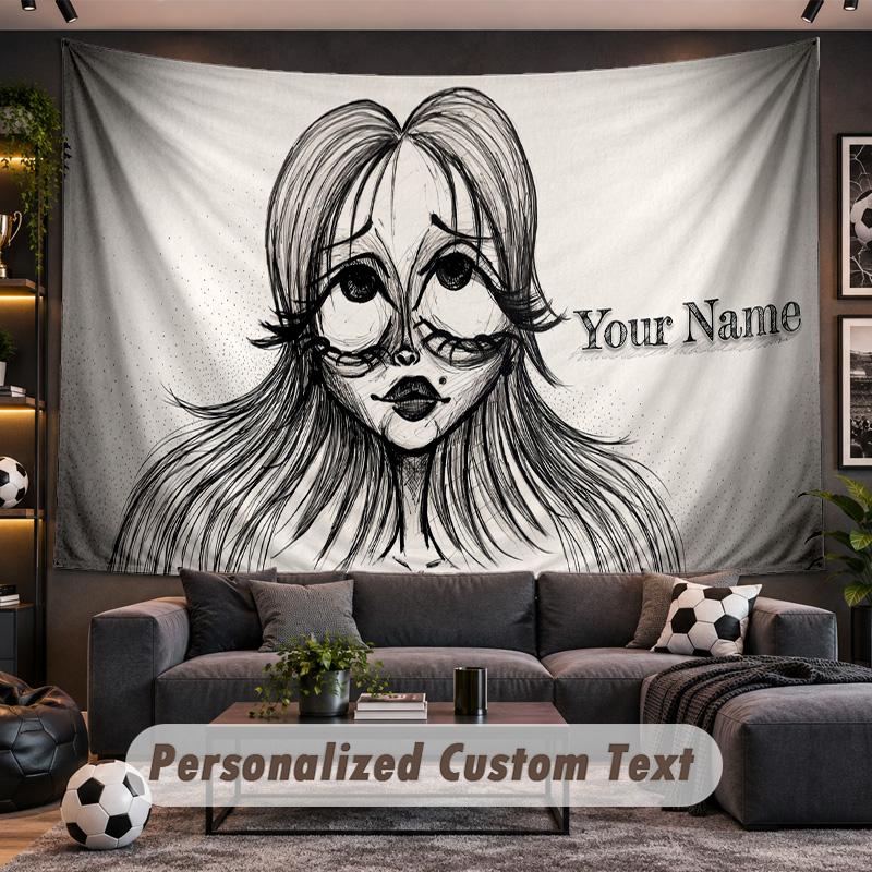 Edward Scissorhands Personalized Tapestry Support Custom Name, Wall Art Home Decoration