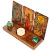 Wooden Tarot Card Holder Crystal Stone Moon Star Display Organizer