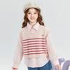 Girls' College Style Woolen Vest and Shirt Set