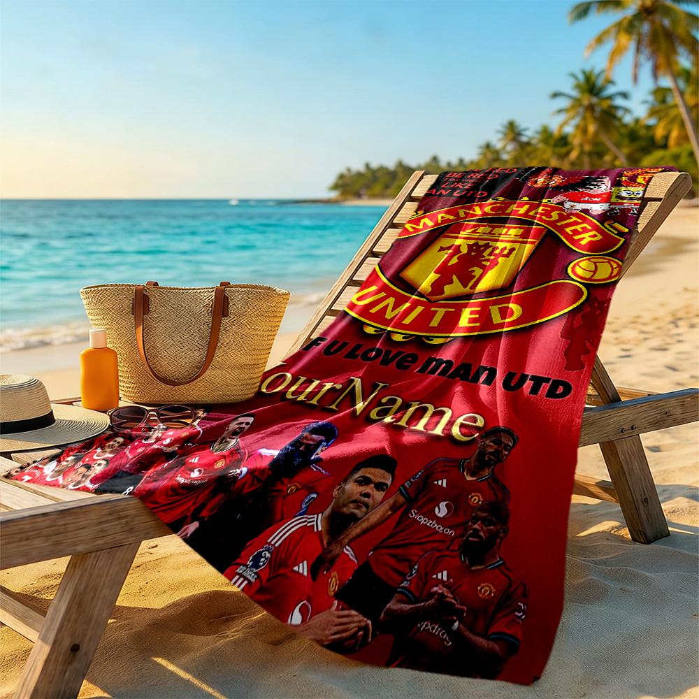 Manchester Customize Text Beach Towel Quick-Dry Soft Microfiber