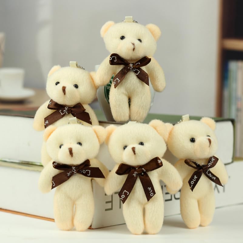ERINGOGO Mini Bear Plush Toy Keychain Set Lightweight Compact Hanging Bag Charm Soft PP Cotton Handmade DIY Decorative 10-Piece