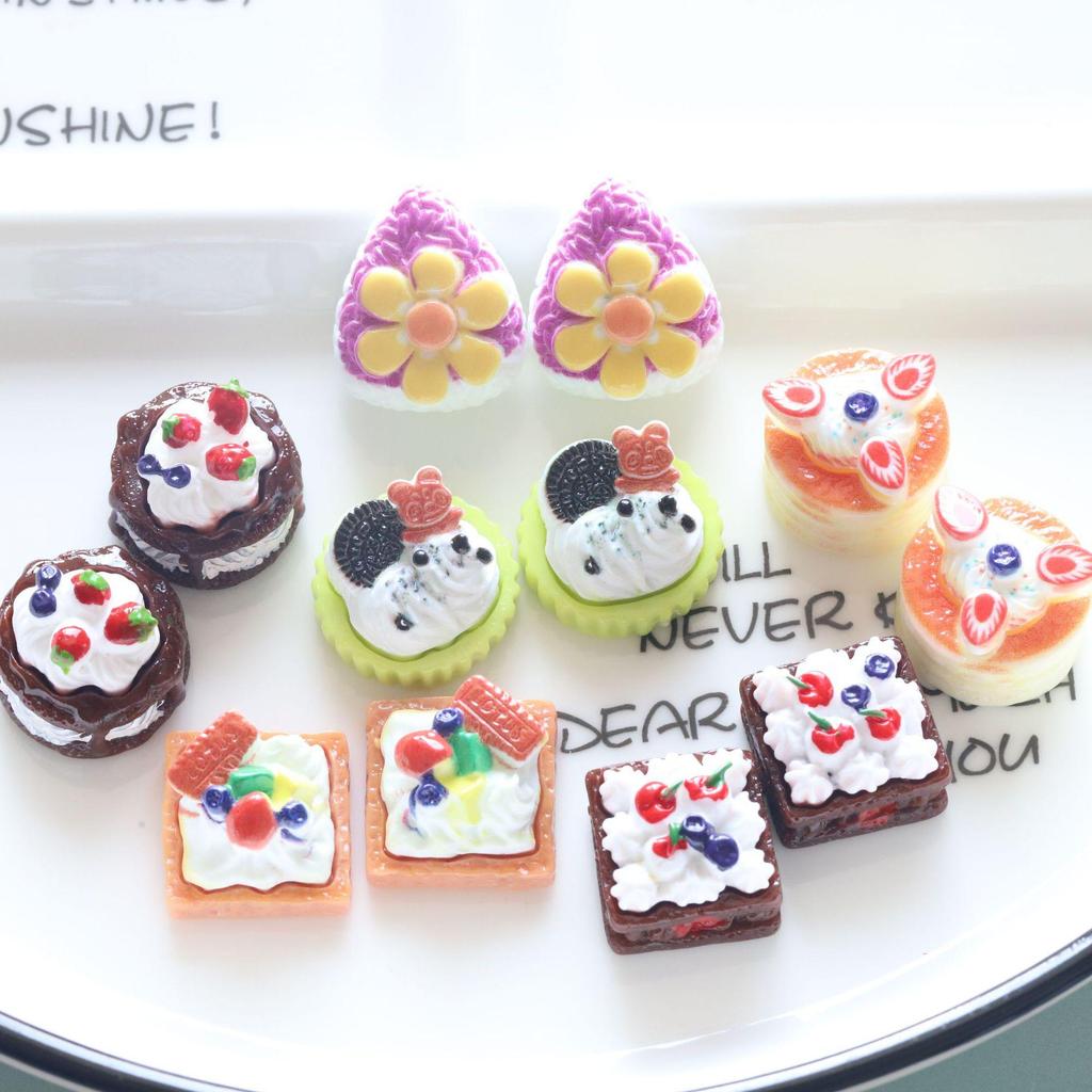 DIY Purple Sweet Potato Rice Ball Resin Toy Cake with Cream Glue Accessories