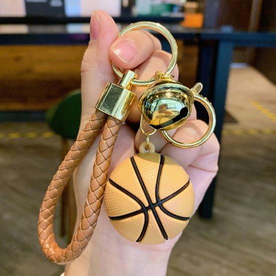 Брелок Yousheng с ремешком на запястье и мини-баскетбольным мячом из полированной нержавеющей стали, держатель для ключей, школьный рюкзак, украшение, брелок унисекс