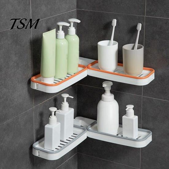 No Drill Corner Shelf Wall Mount Punch Free 180 Degree Rotatable Hollow Adhesive Drain Bathroom Shower Shampoo Storage Rack Holder Organizer Supplies