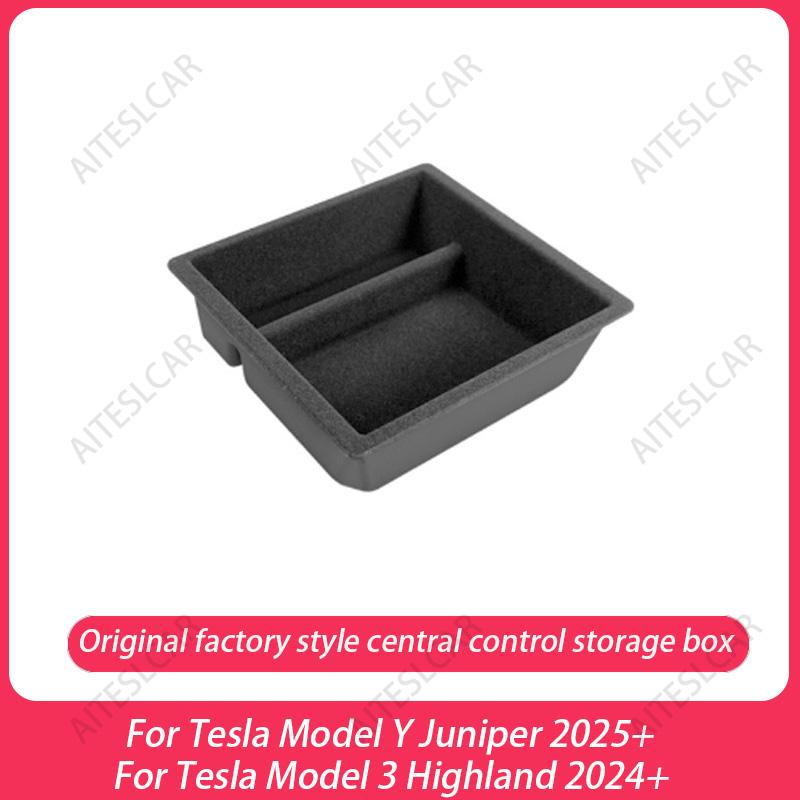 For Tesla Model 3/Y Juniper 2025+ Center Console Organizer Tray Armrest Cubby Drawer Flocking Model Y Storage Box Accessorie
