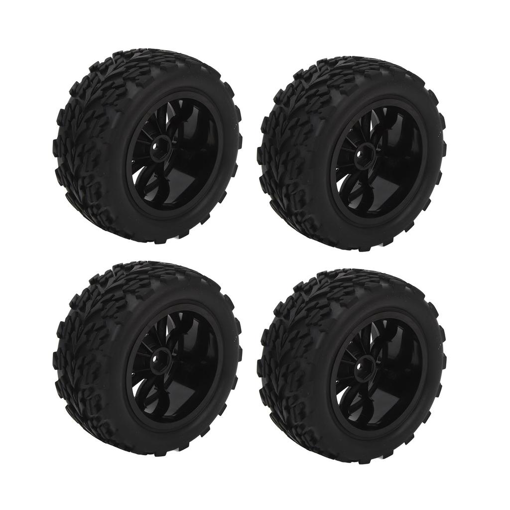 4pcs RC Car Wheels Tires Universal 10 Spoke Rims Rubber with M4 Lock Nut RC Car 1/10 Wheels Tires Fo