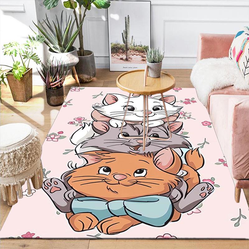 1Pc Artsy Kittens Floral Background Rug Office Carpet Indoor Outdoor Doormat Nonslip Soft Comfortable Living Christmas Halloween Xmas Gift D924329
