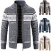 Winter Men's Fleece Cardigan Christmas Knit Sweater Coat Business Casual Jacket High Quality Male Wool Cashmere Clothing
